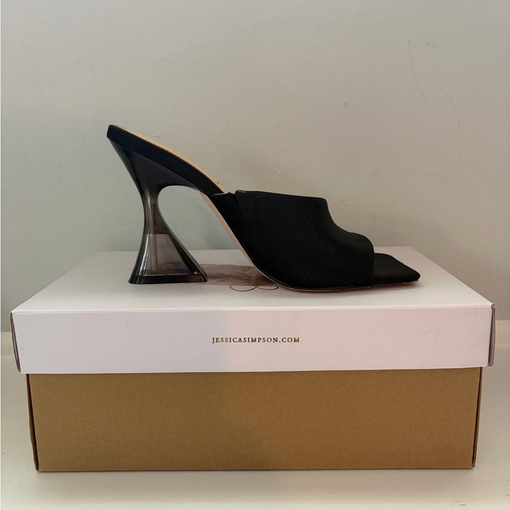 Jessica Simpson Sanaa Black Slip-On Square Toe Dressy Mules Shoes sz 5.5 Womens